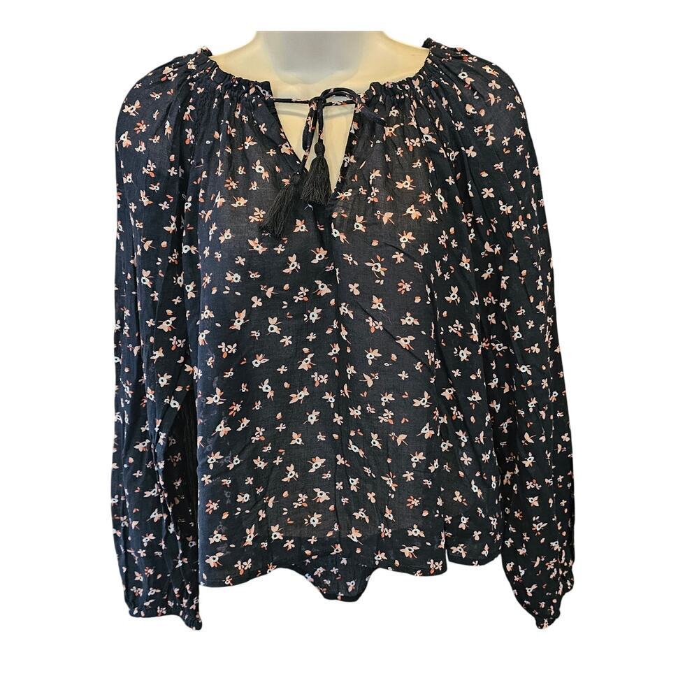 NWT Billabong cottagecore coquette peasant blouse top sz S relaxed long sleeve